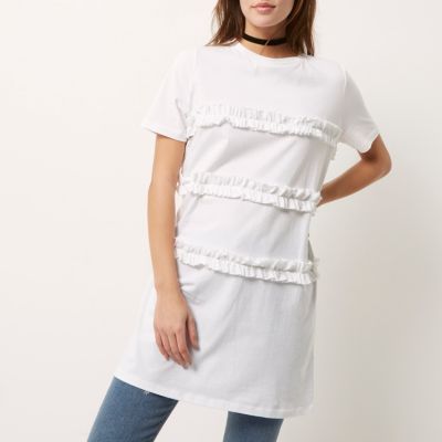 White frill oversized T-shirt